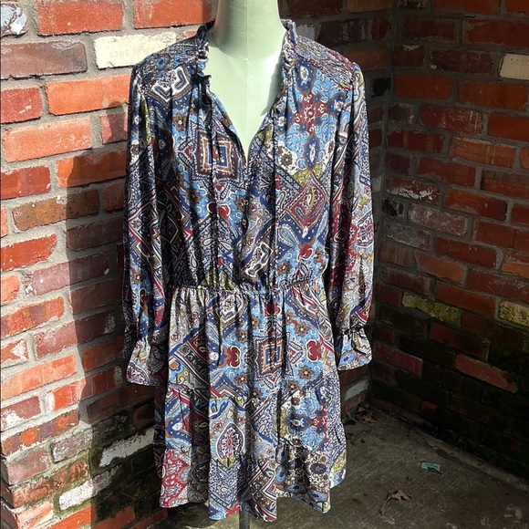 NWT Emma & Michele Long Sleeve Paisley Dress size Large - Picture 1 of 8